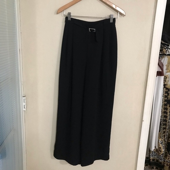Ann Taylor backs zip/button size 4 wide leg pleated black pants high waist - Picture 2 of 4